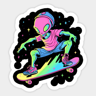 Alien Skater Sticker